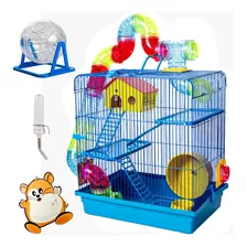 Gaiola Hamster Super Luxo 3 Andares Rodinha Bebedouro Globo