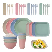 Pack De 36 Platos Plásticos Reutilizable Colores Surtidos