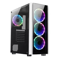 Gabinete Xzeal Xz110-1 Mid Tower Atx Rgb Cristal Templado Wh Color Blanco