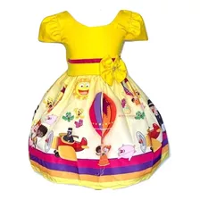 Vestido Temático Infantil Mundo Bita Luxinho + Brinde Tiara