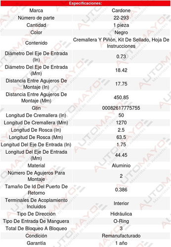 Cremallera Direccion Hidraulica Mercury Mariner 2005 Cardone Foto 5