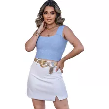 Cropped Tricot Blusa Regata Alça Grossa Feminina Moda Verão