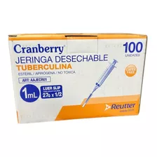 Jeringa Tuberculina Luer Slip 27g * 1/2 1ml Cranberry * 100 Capacidad En Volumen 1 Ml