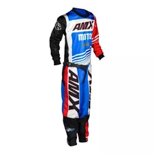 Kit Roupa Off Road Infantil Amx Prime Azul / Branco/vermelho