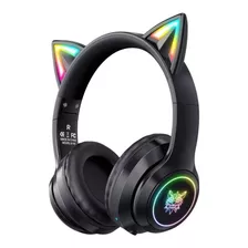 Fone De Ouvido Over-ear Gamer Sem Fio Onikuma B90 Preto Com Luz Rgb Led