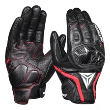 Guantes De Moto En Cuero Transpirables Protección Carbono 