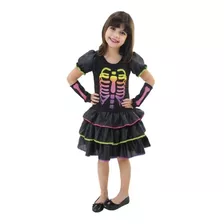 Fantasia Vestido Caveirinha Kim Jojo Infantil Halloween