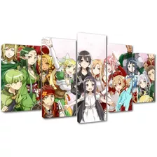 5 Cuadros Canvas Personajes Sword Online Anime Diseño Arte 