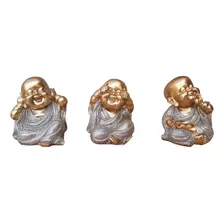 Trio Budas Sabedoria 8cm Energizar Feng Shui Decoração Zen