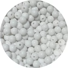 Bola Plástica Leitosa Miçanga 8mm - Branco - (2000 Pcs) 500g