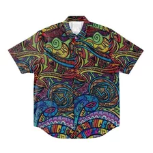 Camisa Botões Acid Trip Vibe 420 Psicodélica Havaiana Moda