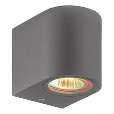 Aplique Pared Exterior Unidireccional Curvo Apto Led Gu10 Color Gris