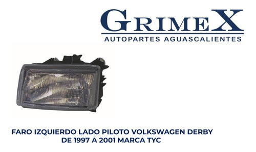 Faro Vw Derby Conector Cuadrado 97-98-99-00-01 Tyc Ore Foto 2