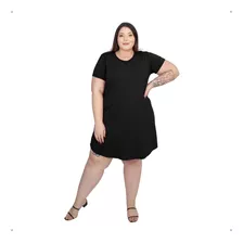 Vestido Curto Soltinho Feminino Plus Size Reto Manga 46 A 60