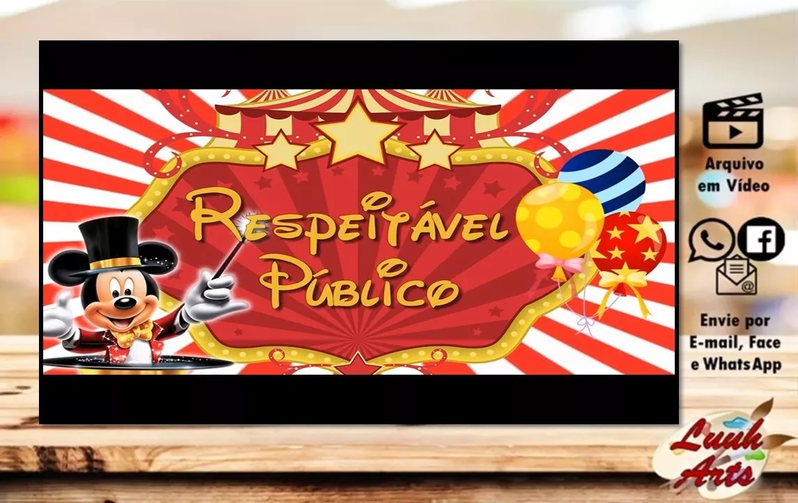 Convite Animado Virtual - Mickey Circo - Faço Outros Temas!