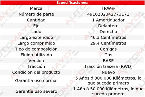 Un Amortiguador Gas Delantero Derecho Trw M5 Bmw 2006-2010 Foto 2