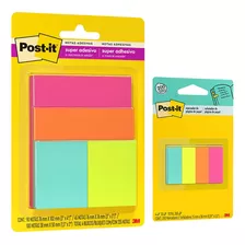 Kit Post It 3m Bloco De Notas Adesivo E Marca Páginas Papel