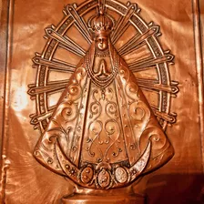 Virgen De Lujan Chapa Cobre Relieve 