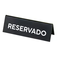 Prisma De Mesa Placa Reservado Acrílico Preto - 10 Peças