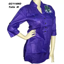 Blusas Grandes 3/4 Casuales Vestir Talla Plus Stretch Camisa