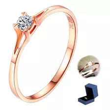 Anillo Promesa De Oro Rosa Plata 925 Chapado En Oro De 18k