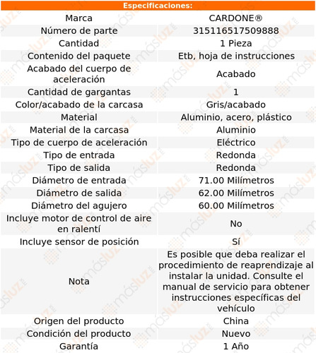 (1) Cuerpo Aceleracin Electrnico Mariner 3.0lv6 09/11 Foto 5