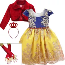 Vestido Infantil Festa Branca De Neve Realeza Luxo E Bolero