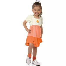 Vestido Infantil Verão Três Marias Laranja Fakini Playground