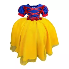 Vestido Infantil Princesa Branca De Neve Longo Luxo