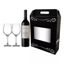 Kit Vino Familia Gascon Malbec 750ml + Copas - Pérez Tienda