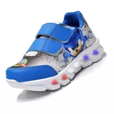 Tenis De Velcro Infantil De Led Masculino Sonic Barato