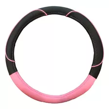 Funda Cubre Volante Simil Cuero Ecologico Negro Rosa