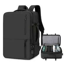 Mochila De Viaje, Mochila Para Laptop Hombre Impermeable, Backpack Mochilas Escolares Negra Mochila Para Mujer, 50l Grande Espacio, Aprobado Por Avión