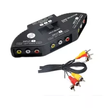 Interruptor De Señal Av 4 Puertos Av + Conector Audio Rca