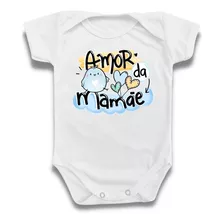 Body Bebê Amor Mamãe Menino Azul Roupinha Gestante Presente