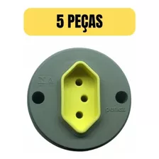 Kit 5 Tomada Sobrepor 2p+t 10amp Redonda 250v Cinza Perlex