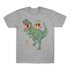 Playera Camiseta Estilo Japones T-rex Catana Dinosaurio Gato