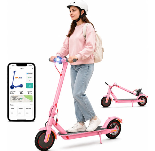 Patinete Elétrico 350w Adulto Dobrável Bluetooth 30km/h Rosa Rosa Feminino