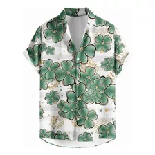 St. Patrick's Day Hawaiian Print Short Sleeve Loose Shirt