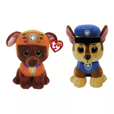 Kit 2 Ty Beanie Boos Patrulha Canina Zuma + Chase - 15 Cm