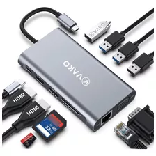 Adaptador Hub Vako 11n1 Usb C Dual Hdmi Ethernet Thunderbolt