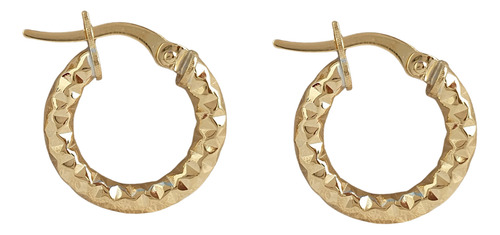 Brinco Argola Argolinha Diamantada De Ouro 18k 750 Amarelo