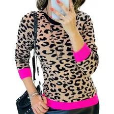 Blusa Feminina Animal Print Pink Fashion Blogueira Quentinha