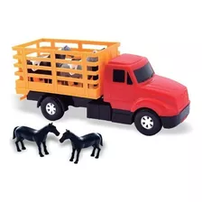 Brinquedo Caminhão Com Cavalos Diverplas Cor Vermelho Personagem Cavalo