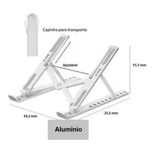 Suporte Note Laptop Notebook Computador Aluminio Universal Cor Prateado