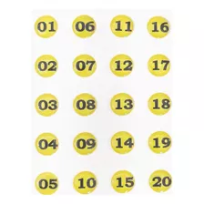 6 Adesivo Placa Identificação Números 1 A 20 - Resinado 11mm