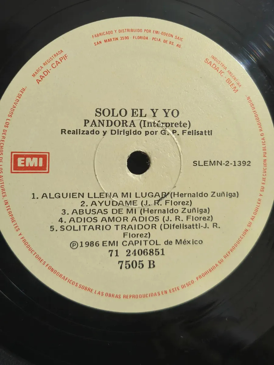 Pandora - Solo Él y Yo - vinilo 1986