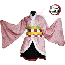 Kimono Nezuko Kamado - Demon Slayer + Bambu Para Cosplay