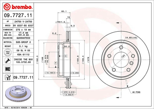 Disco Brembo Bmw 3 Compact 318 Ti 2002-2003 Tras Pza Foto 2