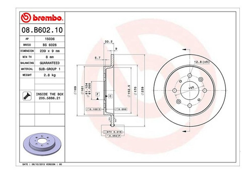 Disco Trasero Suzuki S-cross Gl 2014 Al 2018 Brembo Foto 2